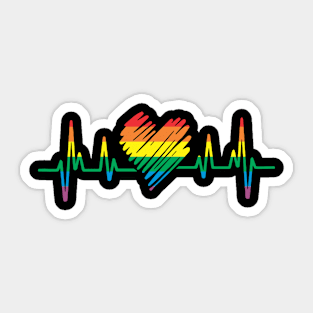 Pansexual Flag Heartbeat LGBTQ Sticker